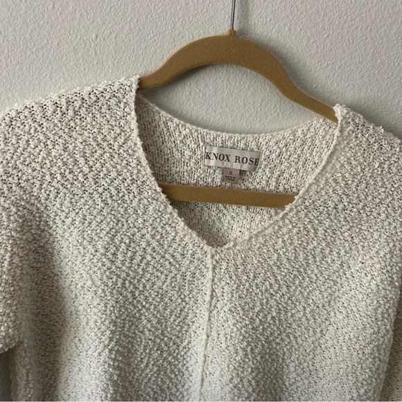 Knox Rose popcorn cream sweater v neck boho - Picture 2 of 7